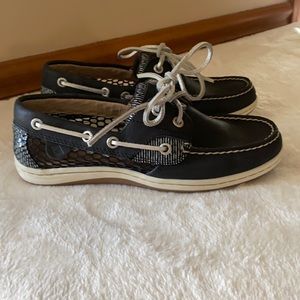 Women’s Sperry Top-Sider, Navy Firefish Snake Stripe Mesh Boat Shoe size 5.5,
